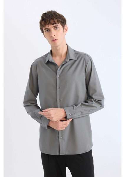 Regular Fit Polo Yaka Uzun Kollu Gömlek E3242AX25SP