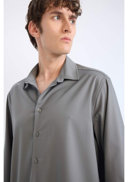 Regular Fit Polo Yaka Uzun Kollu Gömlek E3242AX25SP