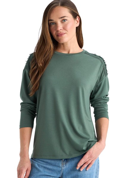 Regular Fit Bisiklet Yaka Basic Düz Uzun Kollu Tişört E9905AX25SM
