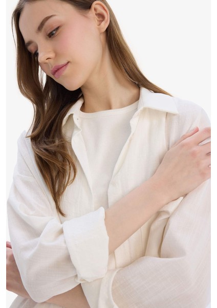 Oversize Geniş Kalıp Müslin Uzun Kollu Gömlek X2232AZ25SP indirimleri