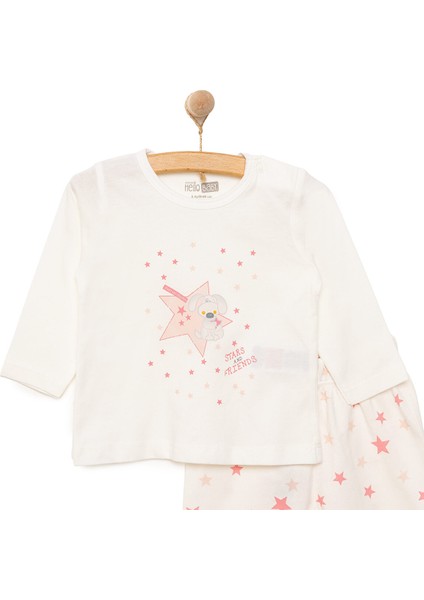 Kız Küçük Yıldız Desenli Uzun Kol Pijama Takımı modelleri