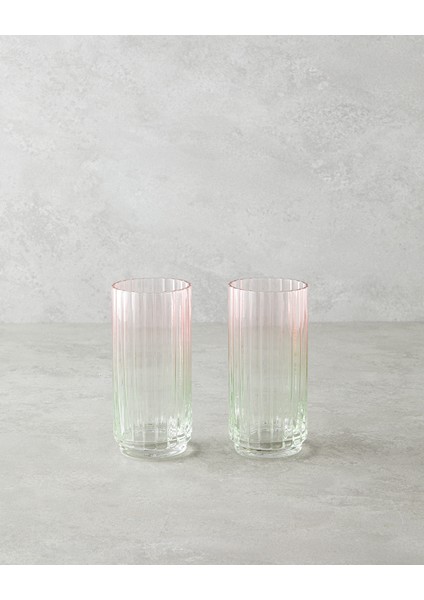 Glimmer Cam 2'li Bardak 400 ml Pembe - Yeşil