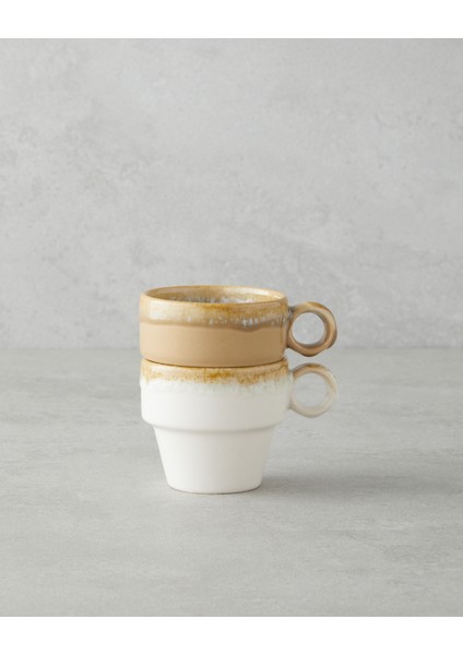 Arlena Seramik 2'li Kahve Fincan Takımı 105 ml Bej-Kahverengi fiyatları