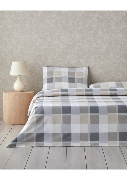 Bold Pattern Kolay Ütülenir Tek Kişilik Nevresim Takımı 160 x 220 cm Taş Rengi