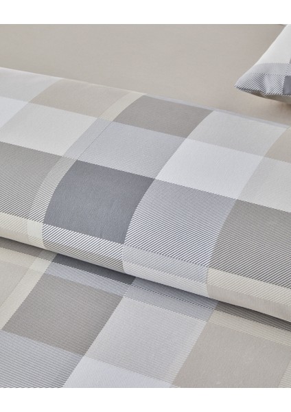 Bold Pattern Kolay Ütülenir Tek Kişilik Nevresim Takımı 160 x 220 cm Taş Rengi