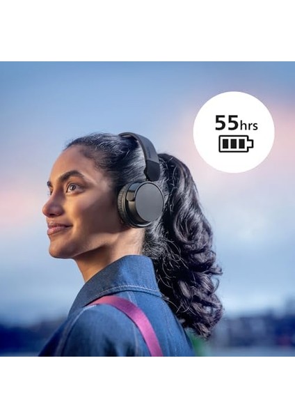 TAH4209BK Hafif Kulak Üstü Kablosuz Bluetooth Kulaklık, Pasif Gürültü Yalıtımlı, 55 Saat Çalma Süresi, Net Çağrılar, Dinamik Bas, 2 Saat Usb-C Şarj, Siyah