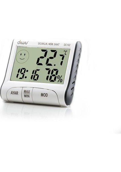 DC102 Iç Mekan Termometre Nem Ölçer Saat