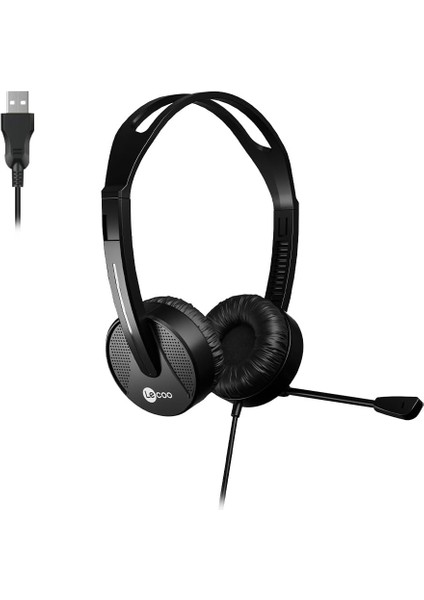 HT106 USB Kablolu Mikrofonlu Kulak Üstü Kulaklık - Pc, Laptop, Tablet, Telefon Uyumlu, Ergonomik Kulak Yastıkları, Iş, Oyun, Çağrı Merkezi Için, Esnek Mikrofonlu Kulak Üstü Kulaklık Siyah