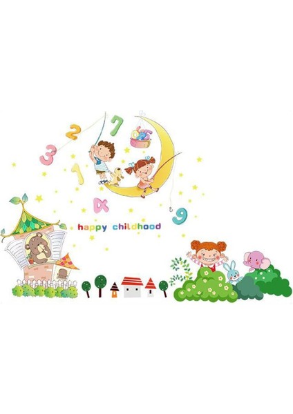 Kids Mutlu Çocuklar Bebek ve Çocuk Odası Dekorasyonu Duvar Dekoru Sticker