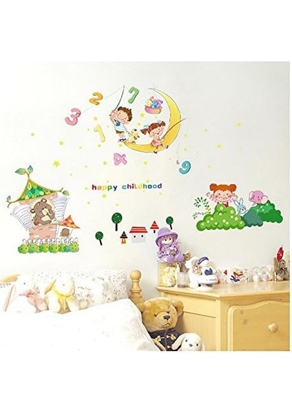 Kids Mutlu Çocuklar Bebek ve Çocuk Odası Dekorasyonu Duvar Dekoru Sticker