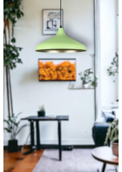 Özel Tasarım Modern Dekoratif Cafe Sarkıt Cafe - Mutfak Tekli Avize (Yeşil Gold)