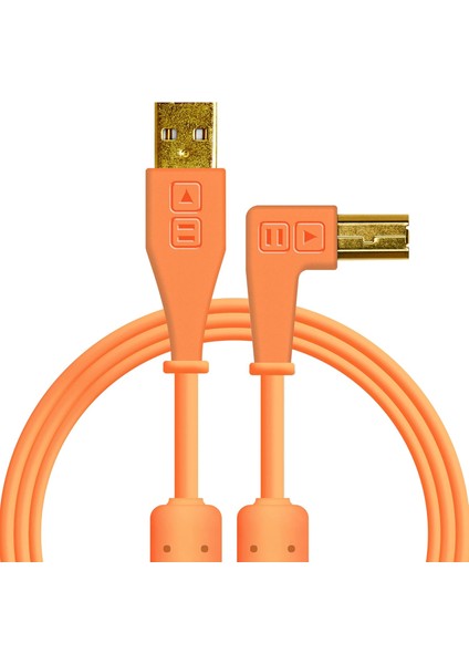 Techtools Chroma Cables Usb-A To B - 1.5mt | Right Angled Neon Orange