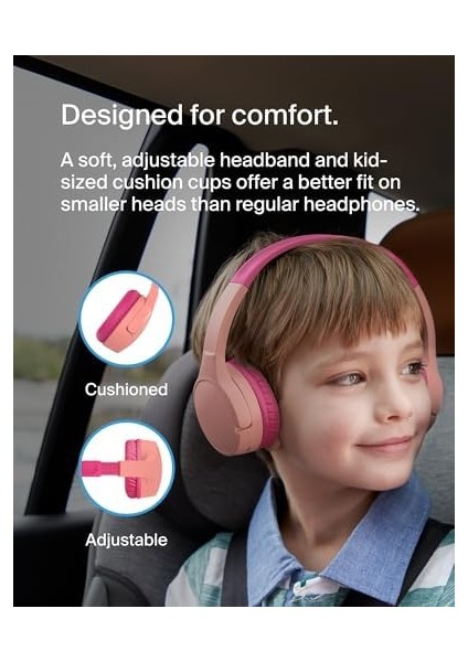 Soundform Çocuklar Için Dahili Mikrofonlu Kablosuz Kulak Üstü Kulaklık, Çevrimiçi Öğrenme, Okul ve Seyahat Için Iphone, Ipad, Galaxy ve Diğer Cihazlarla Uyumlu - Pembe fiyatları