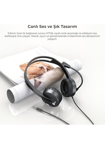 HT106 3.5mm Jacklı Mikrofonlu Kulak Üstü Kulaklık Siyah fiyatları