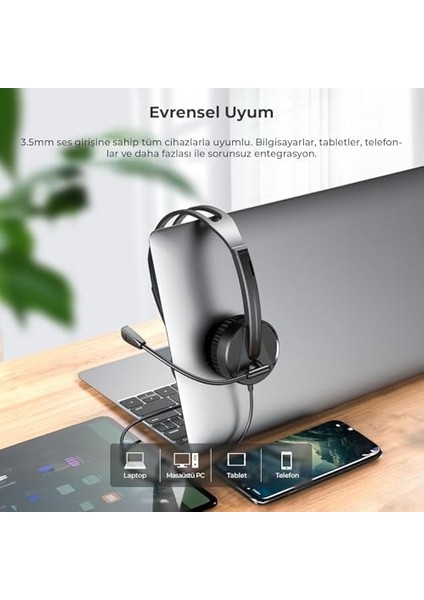 HT106 3.5mm Jacklı Mikrofonlu Kulak Üstü Kulaklık Siyah modelleri
