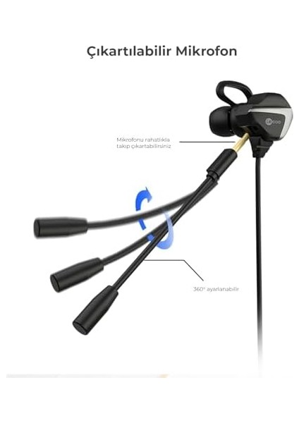 HT105 3.5mm Jacklı Kulak Içi Çıkarılabilir Mikrofonlu Mobil ve Pc Için Yüksek Bass Mikrofonlu Oyuncu Kulaklık Siyah fiyatları