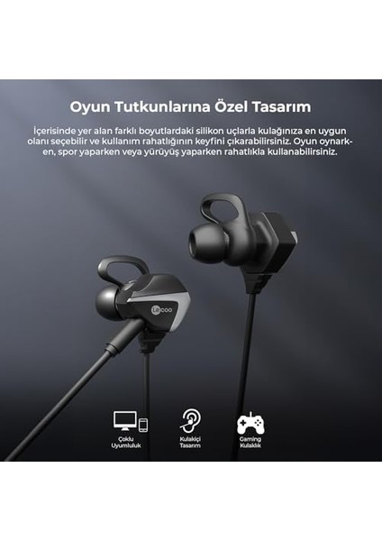 HT105 3.5mm Jacklı Kulak Içi Çıkarılabilir Mikrofonlu Mobil ve Pc Için Yüksek Bass Mikrofonlu Oyuncu Kulaklık Siyah modelleri