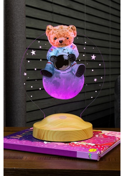 Renkli Baskılı Ayı Teddy Doğum Günü Hediyesi LED Lamba Gece Lambası
