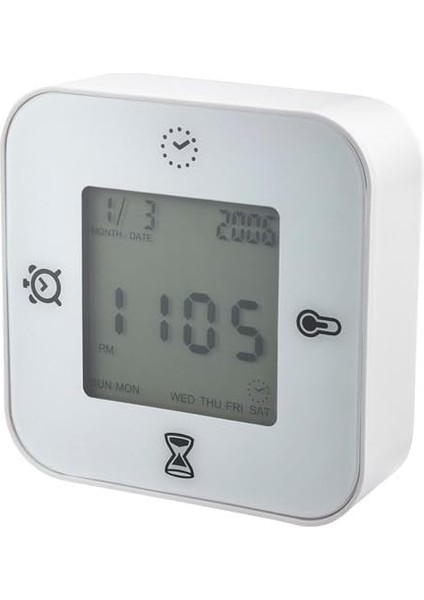 4 Fonksiyonlu Masa Saati Beyaz Renk Saat/termometre/alarm/zamanlayıcı