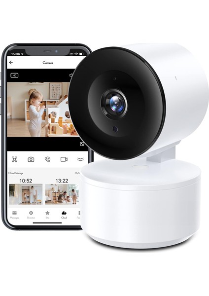 In Wlan Kamera Izleme,Iç Mekan Uygulaması,1080P Tf Bulut Kaydetme,Gece Modu, Hareket Sensörü, Alarm, 2,4 Ghz Otomatik Odaklama,360° Geniş Açılı,Uyumlu,Güvenlik Kamerası Adaptörü,Iki Yönlü