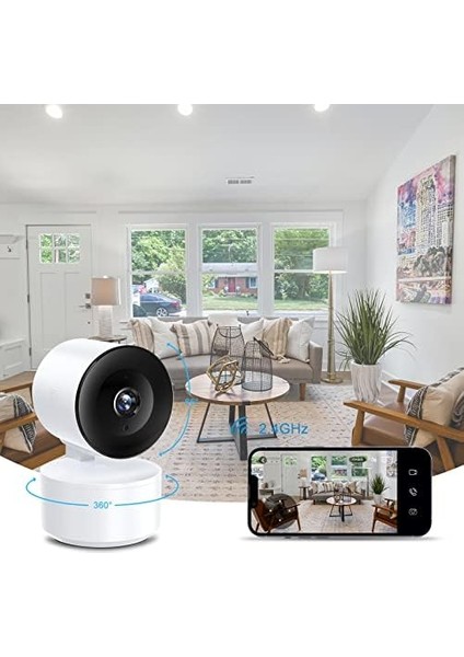 In Wlan Kamera Izleme,Iç Mekan Uygulaması,1080P Tf Bulut Kaydetme,Gece Modu, Hareket Sensörü, Alarm, 2,4 Ghz Otomatik Odaklama,360° Geniş Açılı,Uyumlu,Güvenlik Kamerası Adaptörü,Iki Yönlü