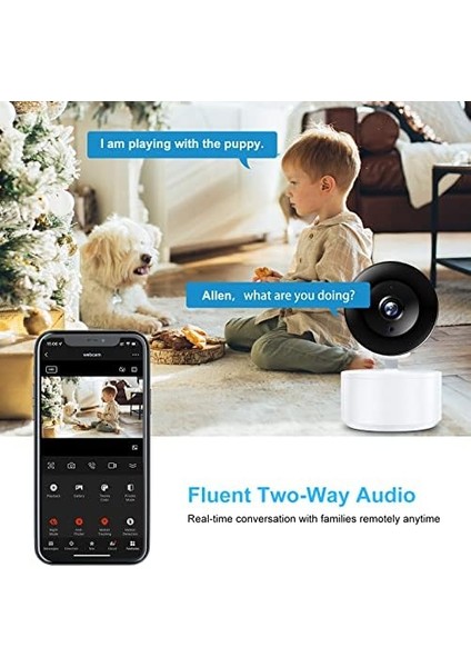 In Wlan Kamera Izleme,Iç Mekan Uygulaması,1080P Tf Bulut Kaydetme,Gece Modu, Hareket Sensörü, Alarm, 2,4 Ghz Otomatik Odaklama,360° Geniş Açılı,Uyumlu,Güvenlik Kamerası Adaptörü,Iki Yönlü