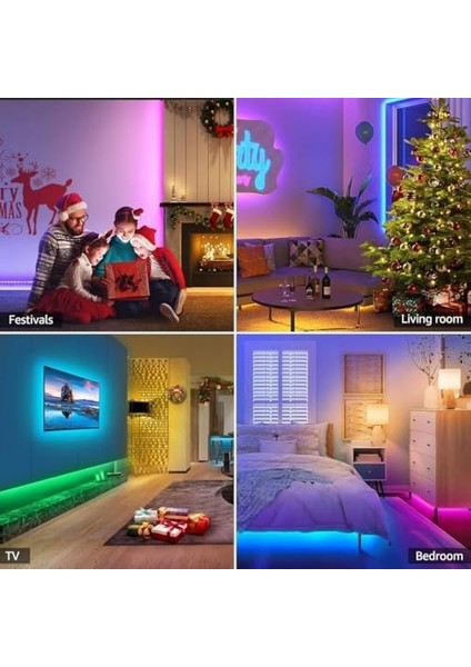 Rgb Şerit LED Işık - SB-6525, Müzik ve Ses Duyarlı, Ritim Algılayan, Otomatik Renk Değiştiren, Oyun Odası, Tv, Parti, Yatak Odası Dekorasyonu Için (5 Metre) modelleri