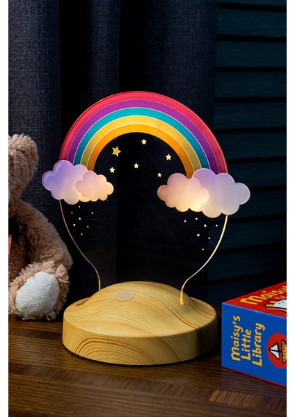 Gökkuşağı Desenli Rainbow Doğum Günü Hediyesi Renkli LED Gece Lambası