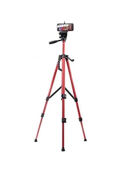 3366 Alüminyum Cep Telefonu Için Su Terazili Tripod 140 cm Pro (Kırmızı) fiyatları