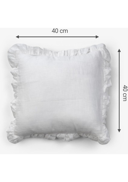 Lona 2'li Fırfırlı Keten Kırlent Kılıfı 40 x 40 indirimleri
