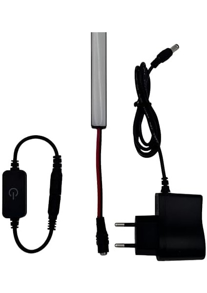 LED Ultra Ince Alüminyum Siyah Profil, Beyaz-Günışığı Renk, 40-60-80-100 Cm, Tak Çalıştır, Adaptör ve Kumanda Dahil, Dolap, Tezgah, Mutfak, Ayna Gizli Aydınlatma (Beyaz, 40 cm - Dokunmatik Dimmer)