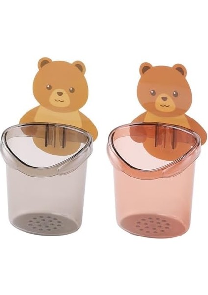 Ayıcık Diş Fırçası Fincanı Tutucu Diş Macunu Depolama Rafı Standı Kendinden Yapışkanlı 2 Adet modelleri