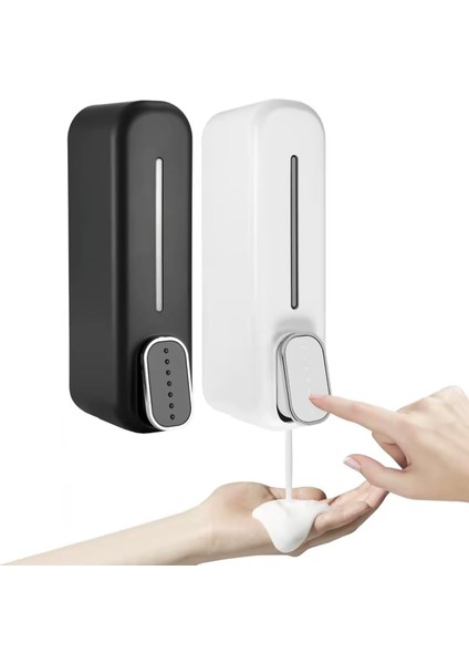 2 Adet Siyah ve Beyaz Duvara Monte Sıvı Sabunluk - 300 Ml, Şık & Dayanıklı Dispenser, Banyo ve Mutfak Için
