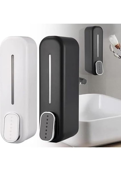 2 Adet Siyah ve Beyaz Duvara Monte Sıvı Sabunluk - 300 Ml, Şık & Dayanıklı Dispenser, Banyo ve Mutfak Için modelleri