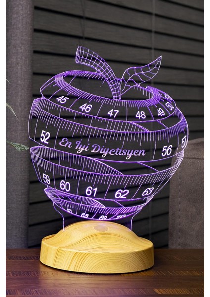 Diyetisyenler Günü Hediyesi, Diyetisyen Için Hediye, Beslenme Uzmanı Hediyesi, 3D 3 Boyutlu LED Lamba