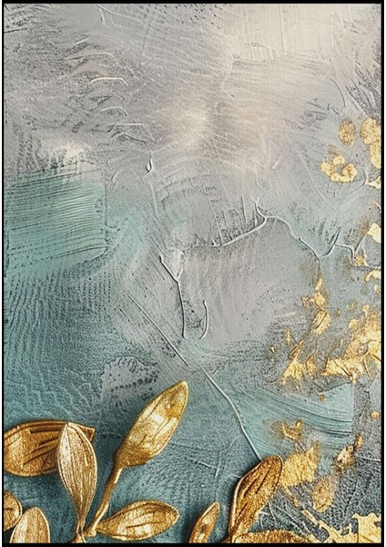 |gold-Yeşil Yapraklı Kombini |temperli Çerçeveli Cam Tablo 2li Dikey modelleri