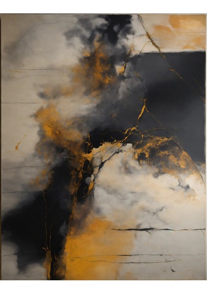 |sarı-Gri-Siyah Soyut Desenli Kombin|temperli Çerçeveli Cam Tablo 2li Dikey fiyatları