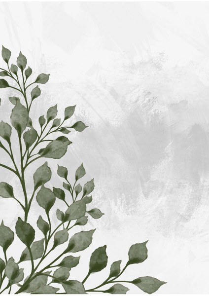 |gri-Yeşil Yaprak Dalları Kombini 1 |çerçeveli Cam Tablo 2li Dikey modelleri