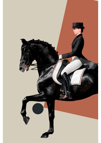 |krem Fuşya Renk Kadın Jokey ve At Kombini 2 |çerçeveli Cam Tablo 2li Dikey modelleri