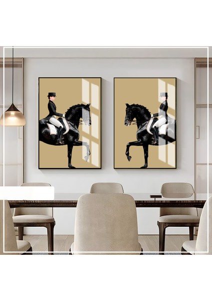 |siyah-Bej Kadın Jokey Kombin 2 |çerçeveli Cam Tablo 2li Dikey