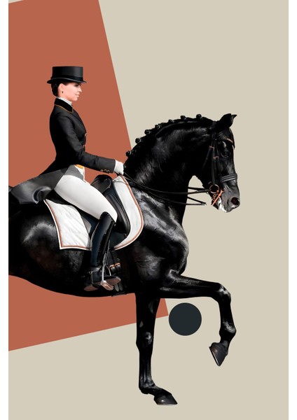 |krem Fuşya Renk Kadın Jokey ve At Kombini 2 |çerçeveli Cam Tablo 2li Dikey fiyatları