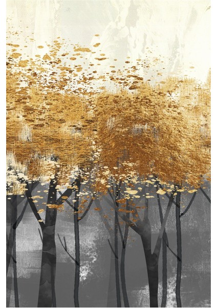 |gold-Siyah Minimal Soyut Ağaç Kombini|temperli Çerçeveli Cam Tablo 2li Dikey modelleri