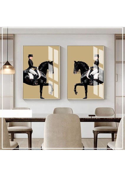 |siyah-Bej Kadın Jokey Kombin 2 |çerçeveli Cam Tablo 2li Dikey