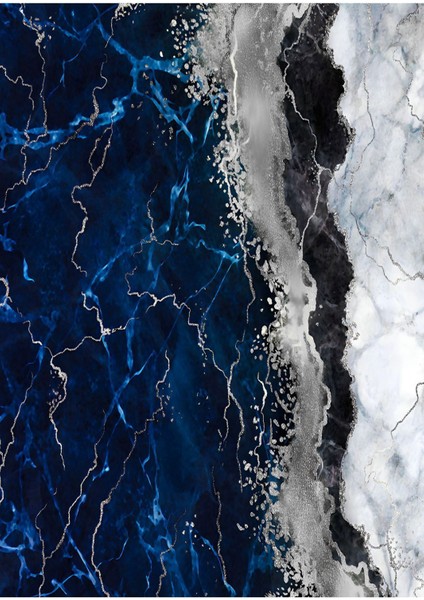 |lacivert-Gümüş Soyut Mermer Motifi|çerçeveli Cam Tablo 2li Dikey fiyatları