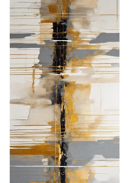 |gold-Gri Soyut Kombini Iı |temperli Çerçeveli Cam Tablo 2li Dikey modelleri