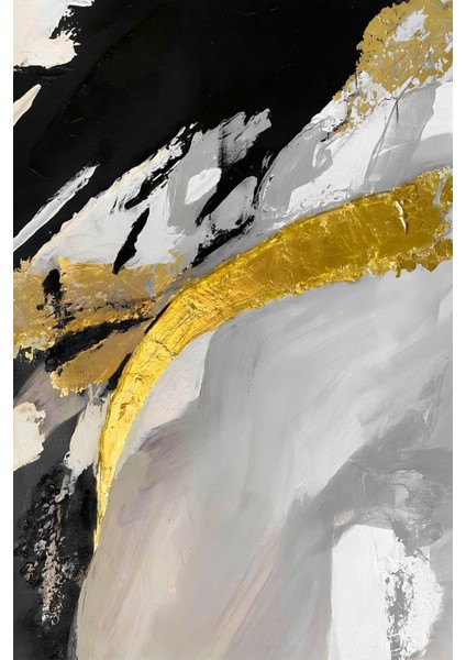 |siyah-Gold-Gri Soyut Abstract Kombin 03 |çerçeveli Cam Tablo 2li Dikey modelleri