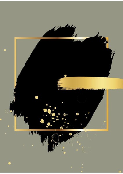 |gold-Siyah-Gri Soyut Şekil Kombin 07 |çerçeveli Cam Tablo 2li Dikey modelleri