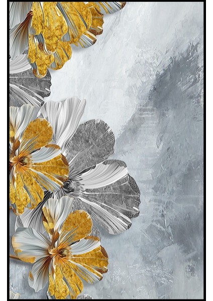 |gold-Gri Çiçek Kombini Iı |temperli Çerçeveli Cam Tablo 2li Dikey fiyatları