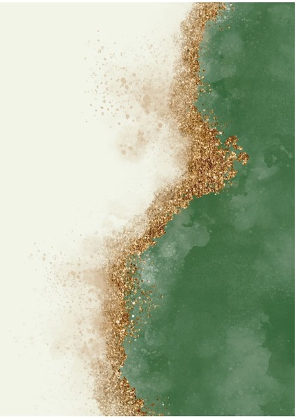 |yeşil-Gold Luxury Desenli Soyut Kombini 03 |çerçeveli Cam Tablo 2li Dikey modelleri