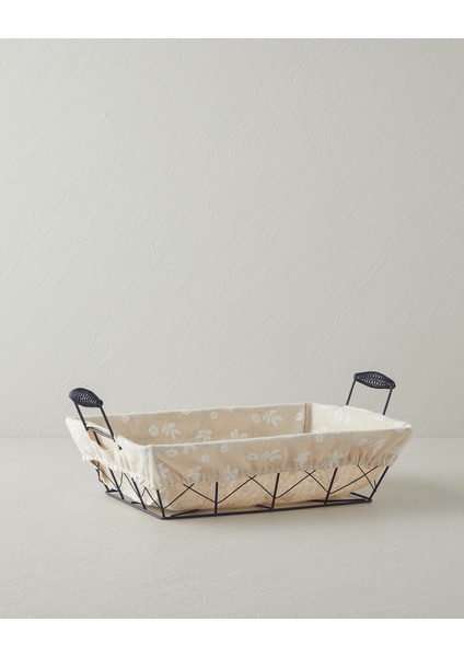 Woven Metal Ekmek Sepeti 30 x 23 x 8,5 cm Krem